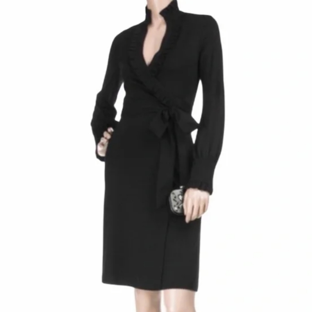 Diane Von Furstenberg Volante Dress Size 2 in Black/Grey